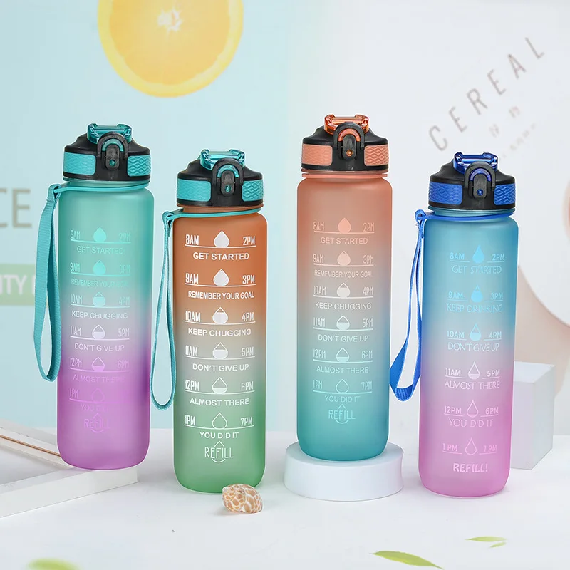 

1000ml Plastic Water Bottle with straw Outdoor Travel Sports Camping Hiking Portable Leakproof Drinkware Cup BPA Free