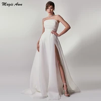 magic awn 2022 elegant wedding dresses for women side split strapless a line brial gowns lace up back simple vestidos de novia
