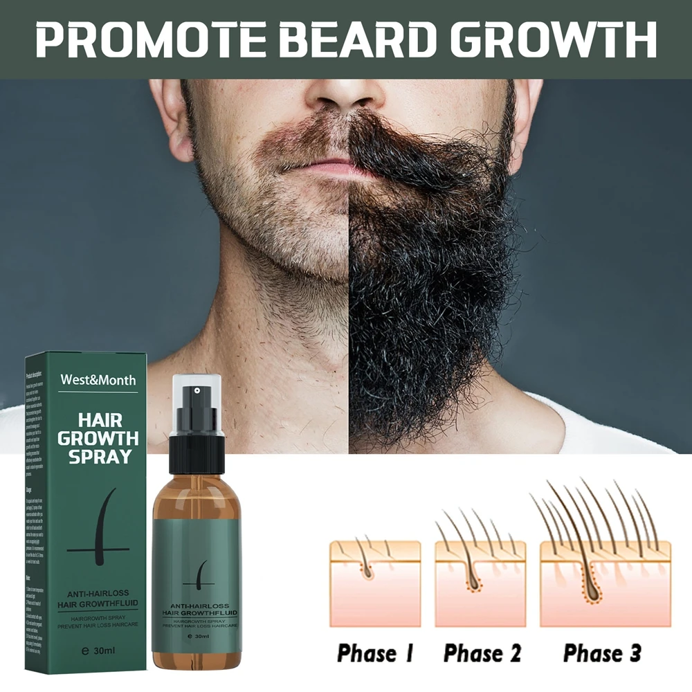 

Men Beard Oils Spray Nutrient Growth Nourishing Moisturizing Thick Promote Fortifier Anti Hair Loss Enhance Follicles 30ml