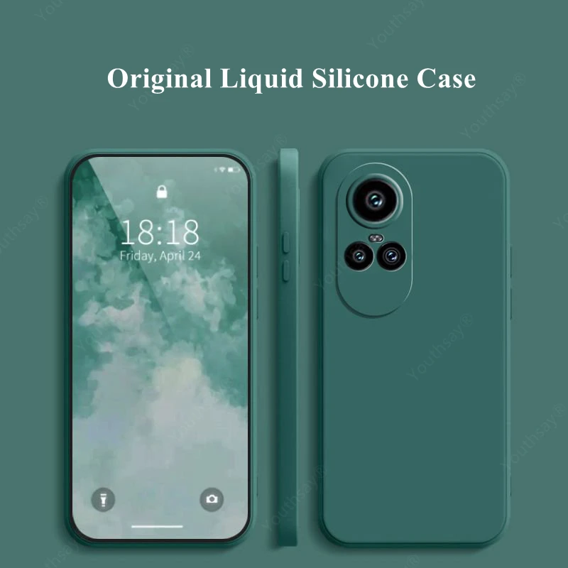 For OPPO Reno 10 Pro 5G Case For Reno 10 Pro+ Plus Cover Funda Coque Original Liquid Silicone Soft TPU Phone Bumper Reno 10 Pro