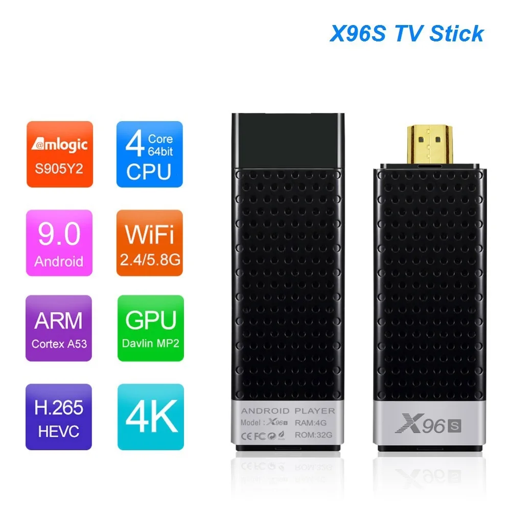 

New. TV BOX X96S X96 Stick 4K TV Stick Mini Android 9 4GB 32GB Amlogic S905Y2 Quad Core Wifi BT 1080P 4K TV Dongle