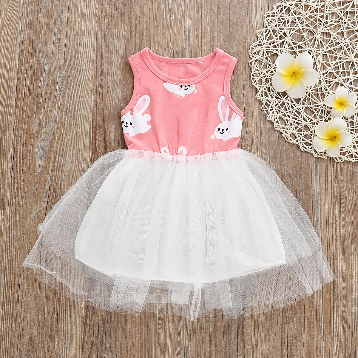 

Children's girl rabbit print dress summer 2019 new girl cotton princess skirt