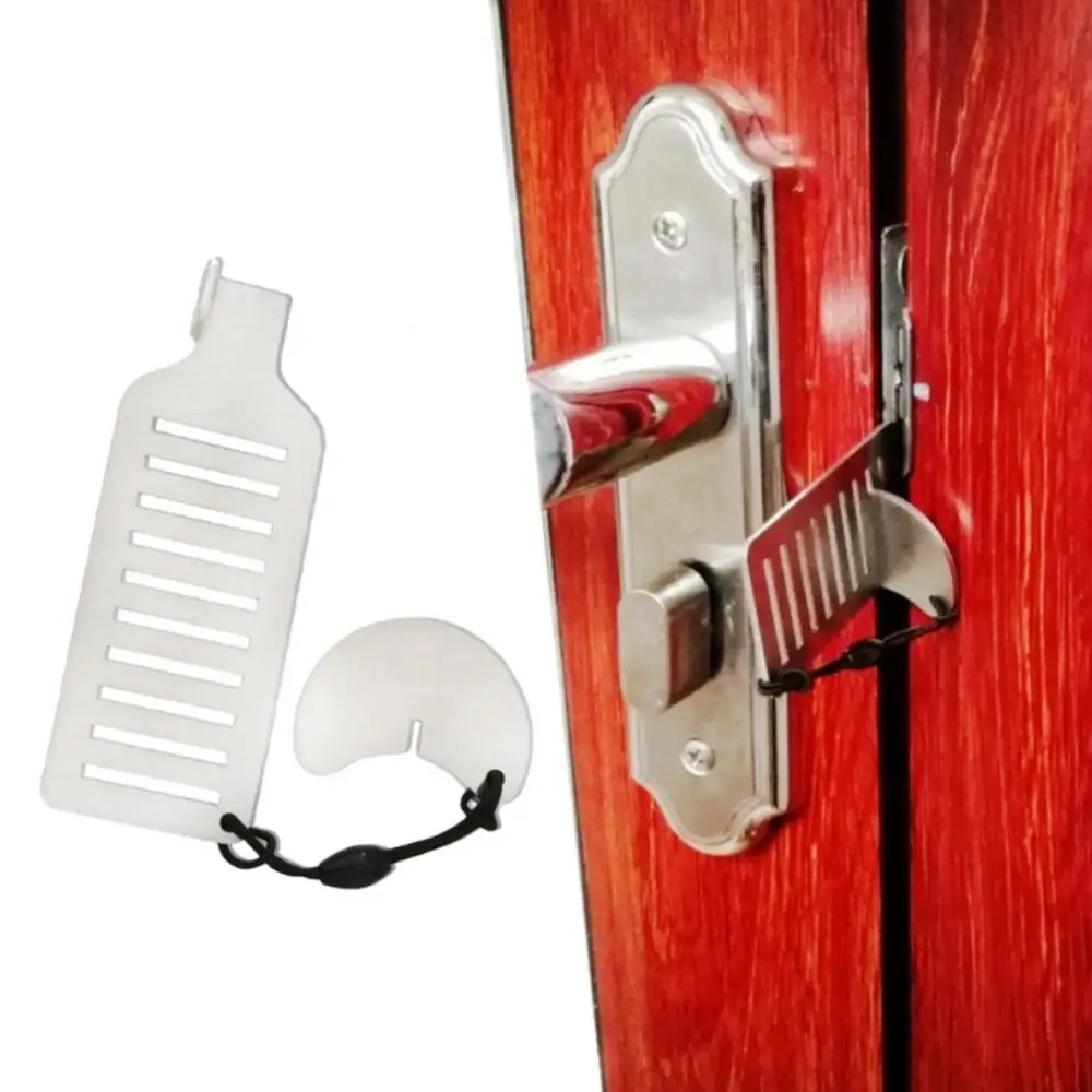 

Portable Door Blocker Stainless Steel Punch-free Anti-theft Door Stopper Security Anti-collision Locks For Travel Hotel Motel