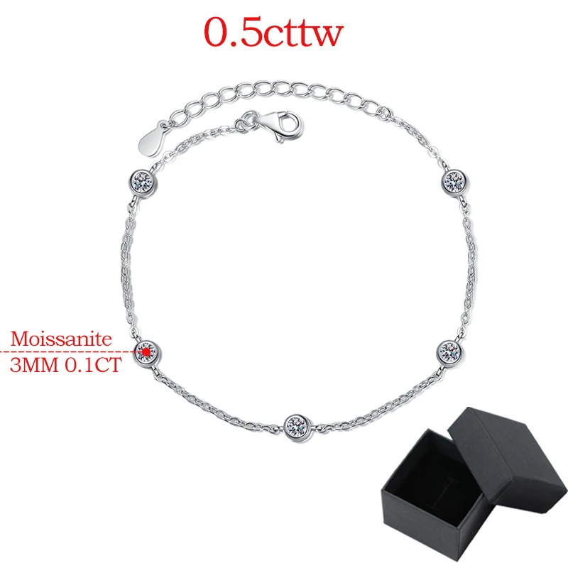 Женский браслет с муассанитом Smyoue Ювелирное Украшение из серебра 0 5 пробы
