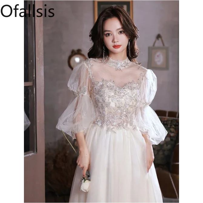 

Женское вечернее платье с пышными рукавами Ofallsis, элегантное роскошное платье с воротником-стойкой, лето 2023