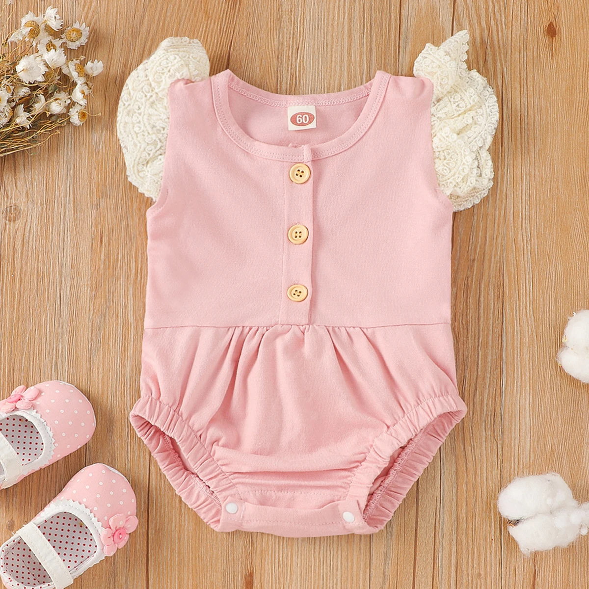 

Летний однотонный кружевной комбинезон для девочек 0-18 месяцев, модель 2022 самая новая одежда для детей