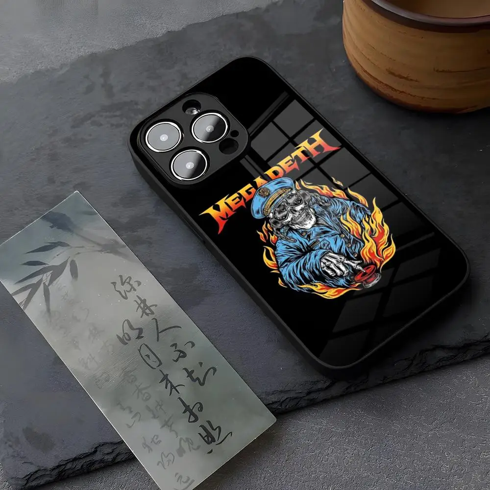 Чехол для телефона Rock Megadeth Music из закаленного стекла IPhone 14 15 16 13 12 11 Pro XS Max Plus Mini X XR 8
