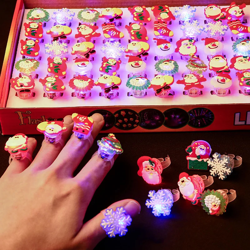 

LED Light Christmas Halloween Ring Glowing Pumpkin Ghost Skull Ring Santa Snowman Christmas Ring Halloween Christmas Party Decor