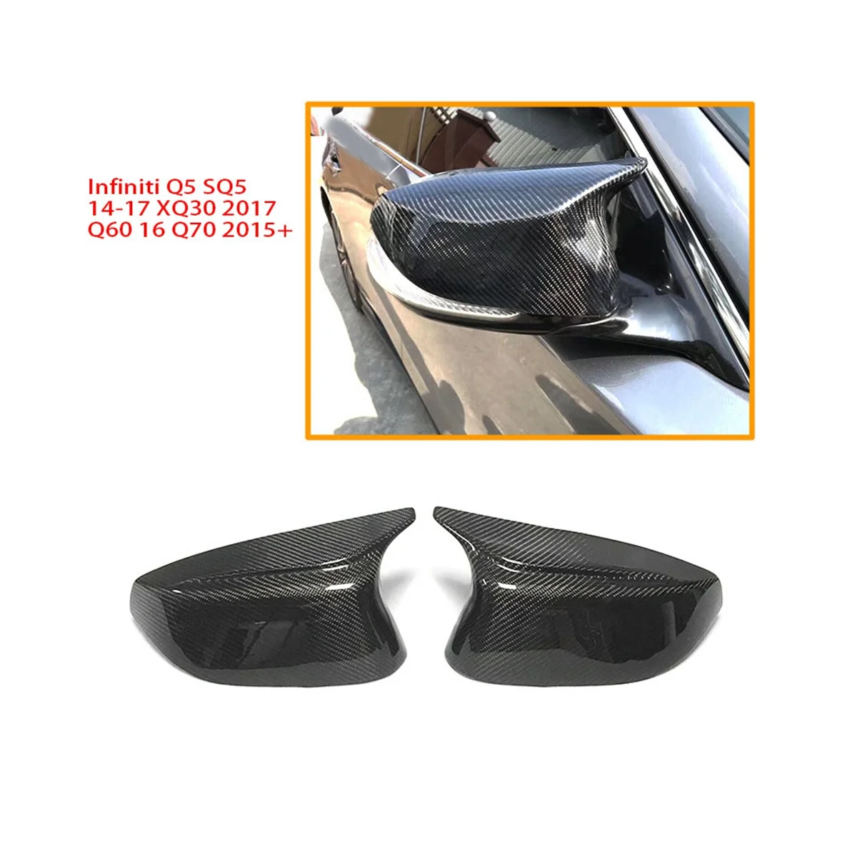 Корпус зеркала Bullhorn для Q5 SQ5 14-17 XQ30 2017 Q60 16 Q70 2015 + заднего хода из углеродного