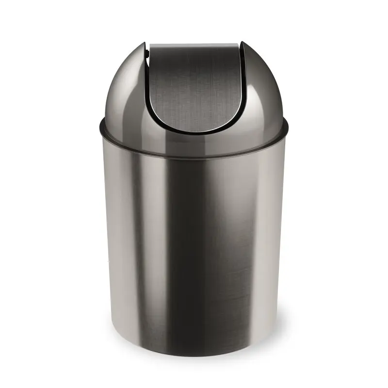 

2.5 gal Mezzo Plastic Swing Top Lid Bathroom Trash Can, Silver