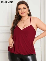 icurvee women casual solid tanks tops 2022 summer loose sexy spaghetti straps party club camis fashion tunic plus size blusas