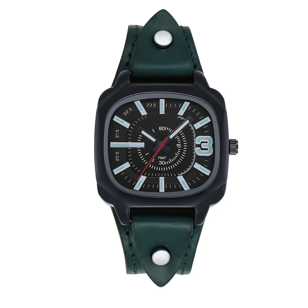 

New Casual Fashion Dial Leather Belt Men Watch Square Quartz Watch