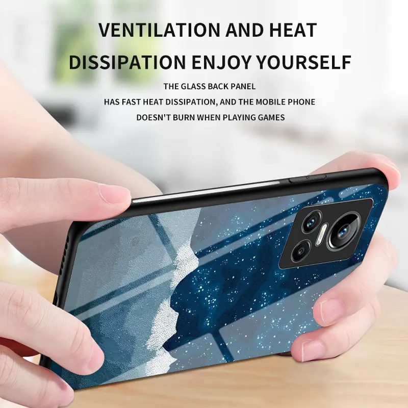 Realme GT Neo3 RMX3561 RMX3560 чехол Звездное зернистое закаленное стекло Жесткая крышка