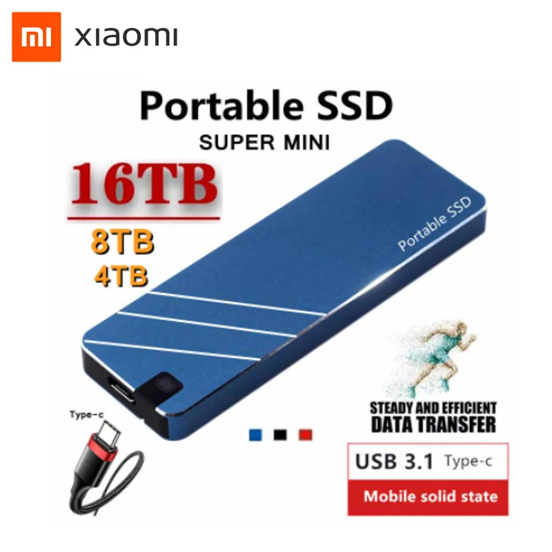 

Xiaomi Mini Portable High-speed SSD Mobile Solid State Drive SSD USB3.1 Large Capacity 4TB 8TB HDD 16TB Large Memory Hard Disk
