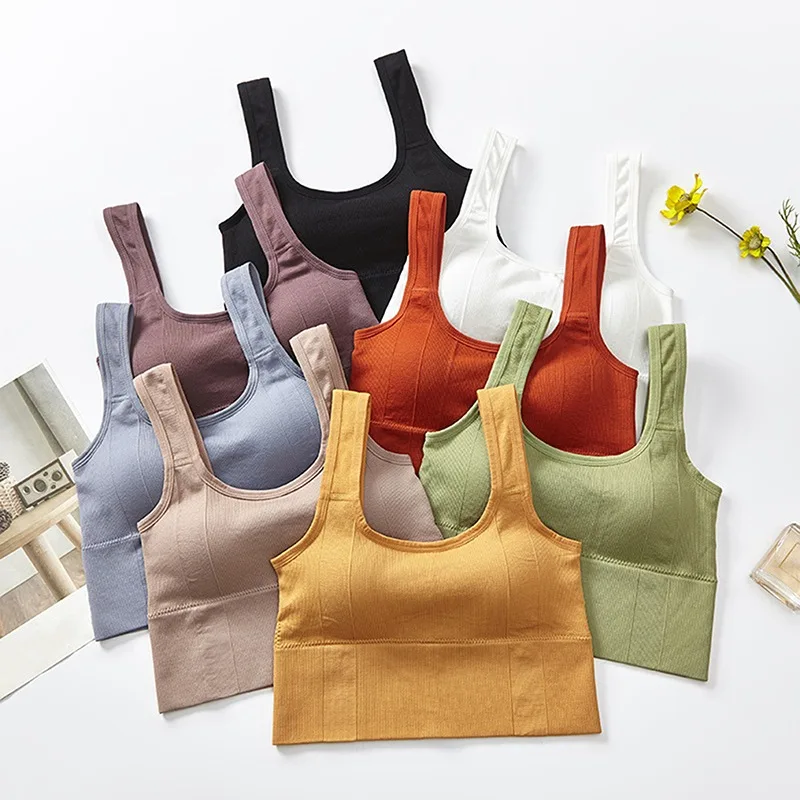 

Versatile Crop Tops Off Shoulder Tank Top Women Built In Bra Sleeveless Slim Fit Solid Color Camisole Fashion Casual Tops