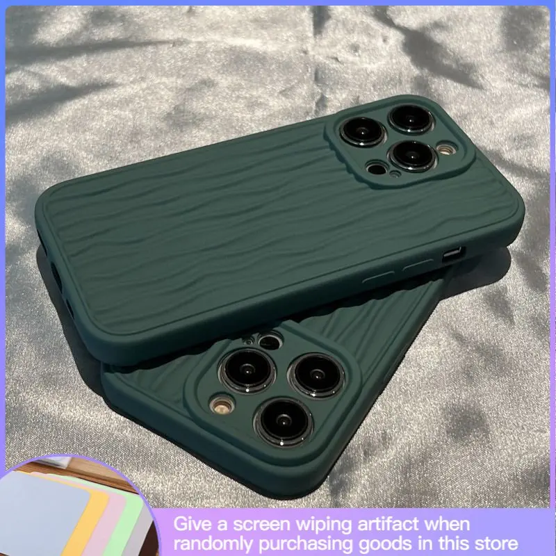 

Роскошный высококачественный однотонный телефон с рисунком в виде волны, подходит для IPhone14 14promax 13 12, Мягкая силиконовая защита от падения