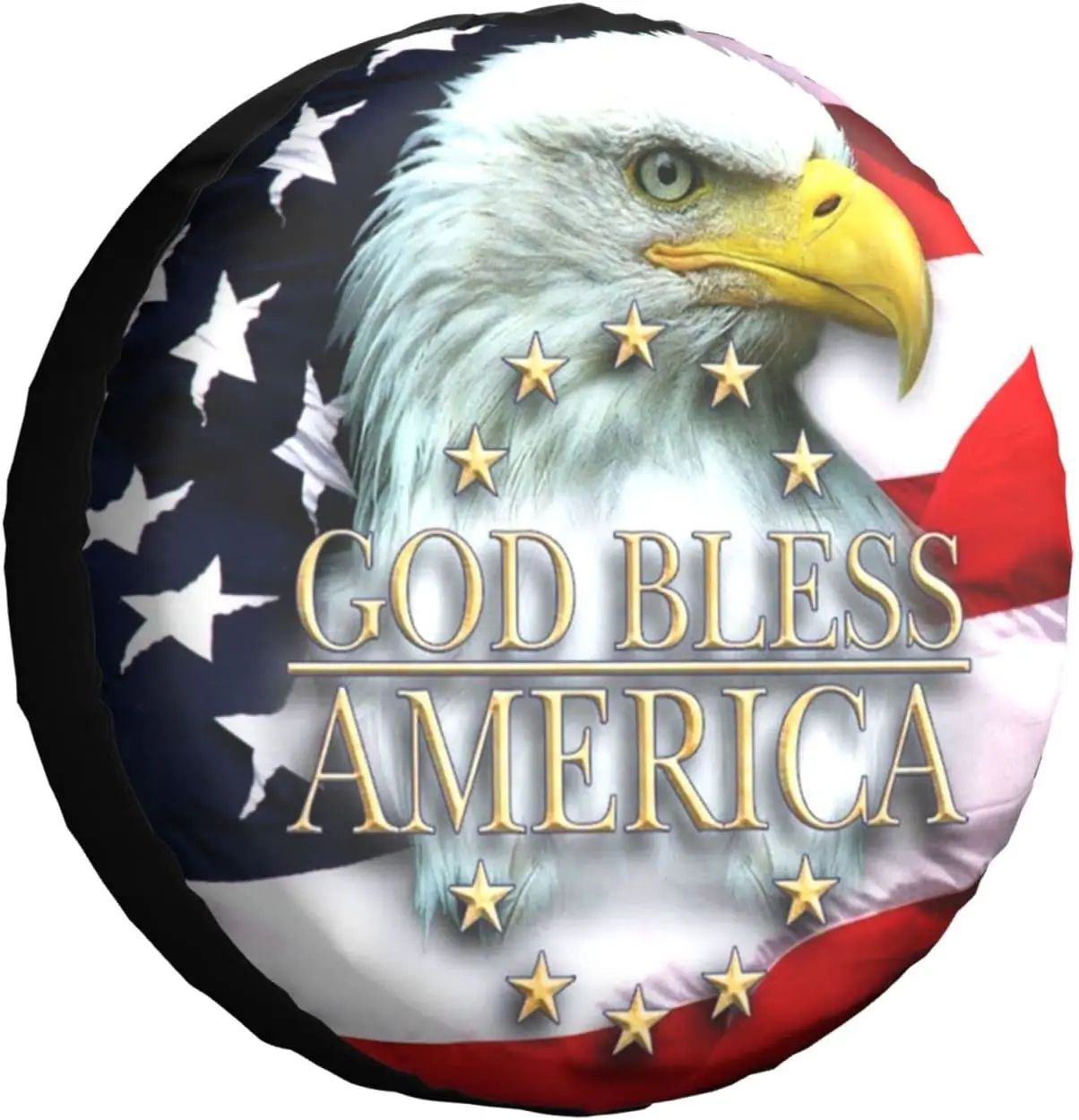 

God Bless America Us Flag Spare Tire Cover Waterproof Dust-Proof Universal Wheel Tire Covers Fit for Trailer Rv SUV Truck Camper