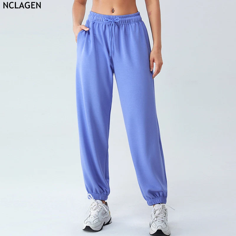 

Леггинсы NCLAGEN на осень и зиму, свободные брюки с карманами, женские мягкие спортивные брюки для бега, фитнеса, тренажерного зала, тренировок