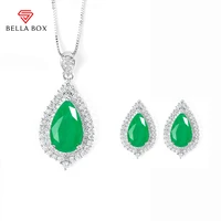 bella box simple emerald jewelry set 925 sterling silver water drop shaped wedding engagement party fine jewelry female gifts