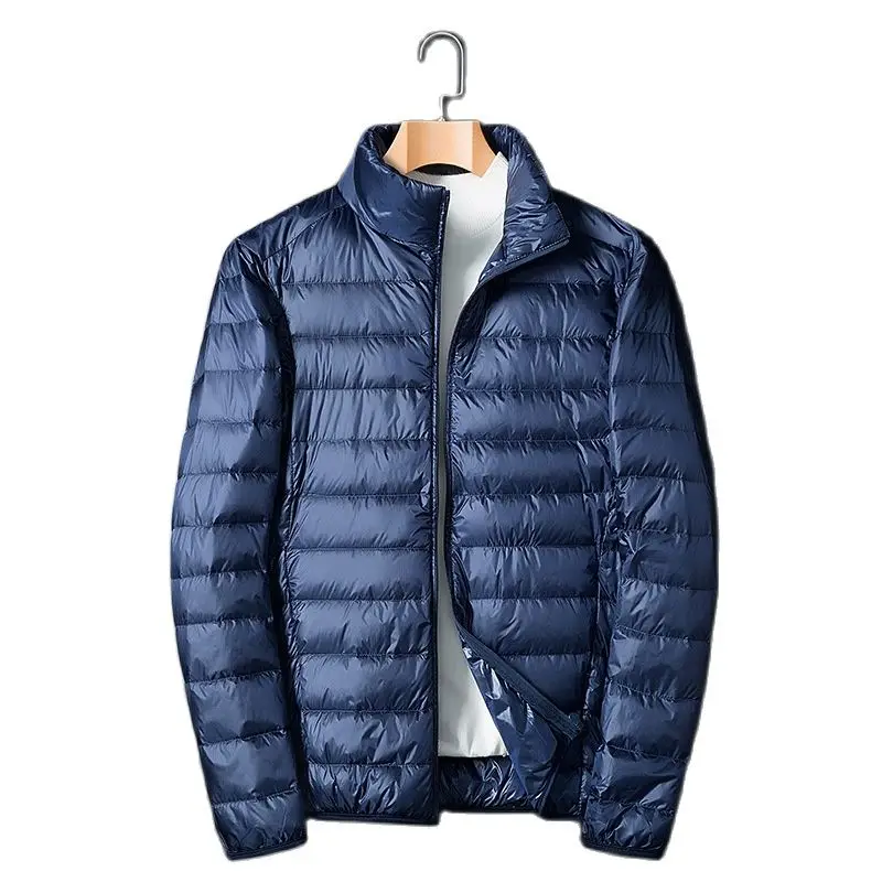 Orange Duck Down Jacket for Men Winter New Lightweight Thermal Stand Collar Coat Fashion Casual Warm Light Slim Overcoat Parkas