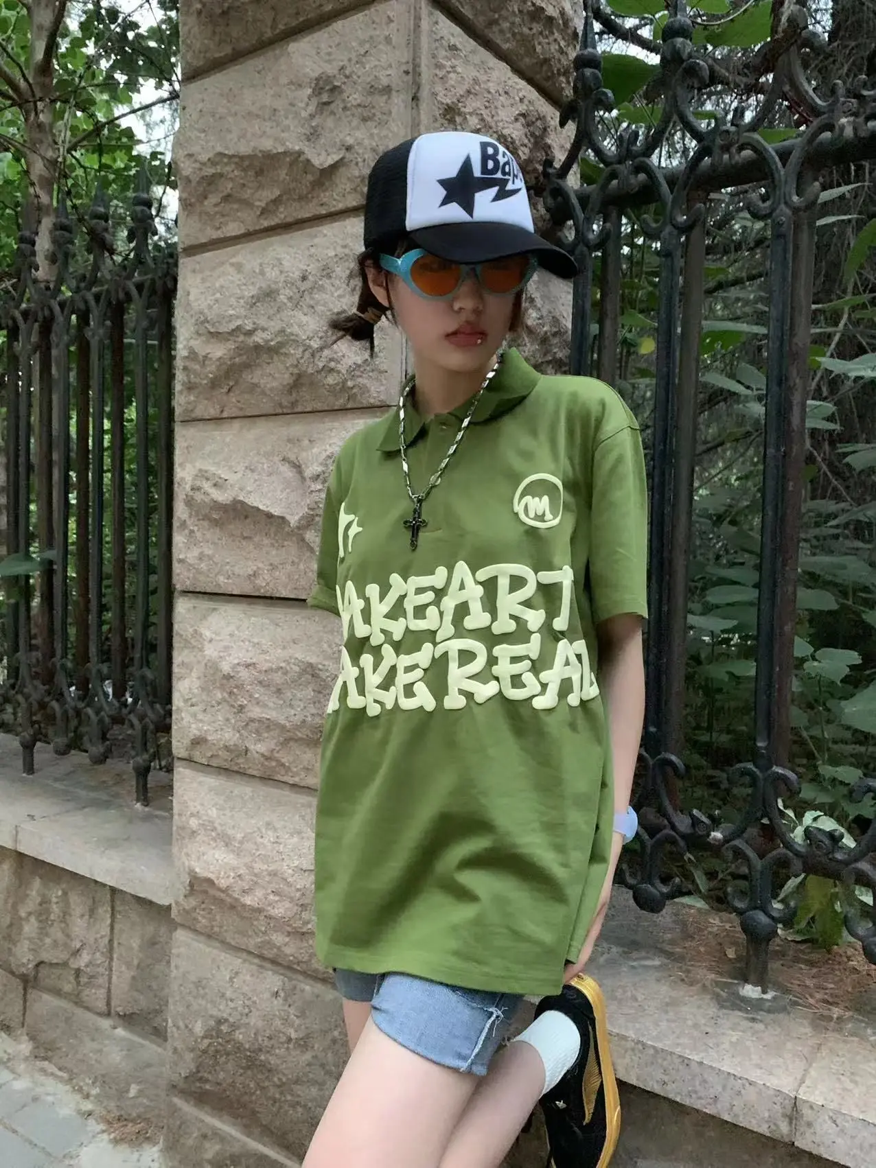 BAPESTA baseball cap  hip hop skateboard cap  curved brim letter cap punk trend  summer men's and women's models