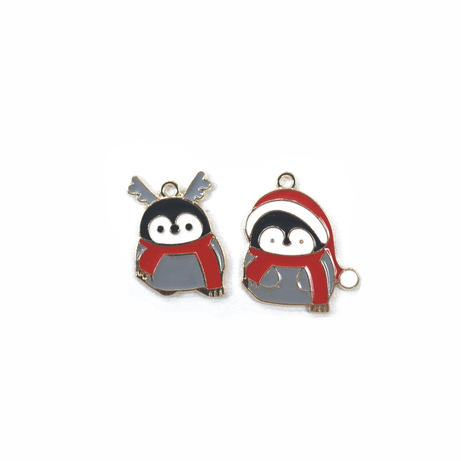 

10Pcs Penguin with Red Scarf Metal Enamel Charms DIY Pendants Ornaments Beads for Bracelet Earrings Jewelry Making