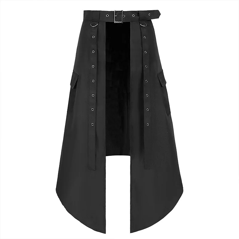 

Mens Scottish Utility Kilts Vintage Gothic Medieval Half Skirts Black Punk Retro Scotland Kendo Pocket Scottish Clothing