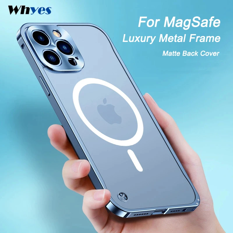 

Metal Magnetic Magsafe Phone Case For iPhone 12 13 Pro Max iPhone 12 13 Mini Aluminium Magnet Covers MacSafe Wireless Charging