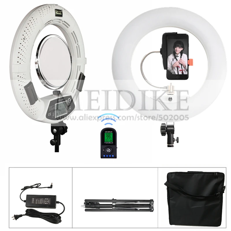 

FE-480II Ring Light Cold Warm Light Adjustable Lamp Makeup Tattoo Beauty Hair Lamp Photographic Broadcast Light +2M Stand+ Bag