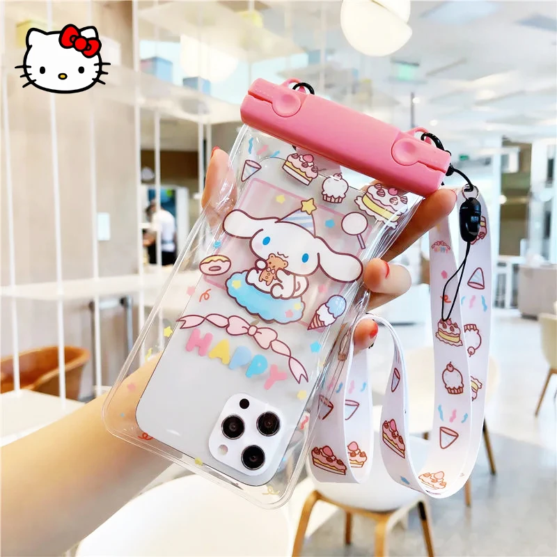 

Star Kirby Mobile Phone Waterproof Bag Lovely Sanrio Kuromi Cinnamoroll Swimming Touch Screen Hanging Neck Rainproof Phone Case