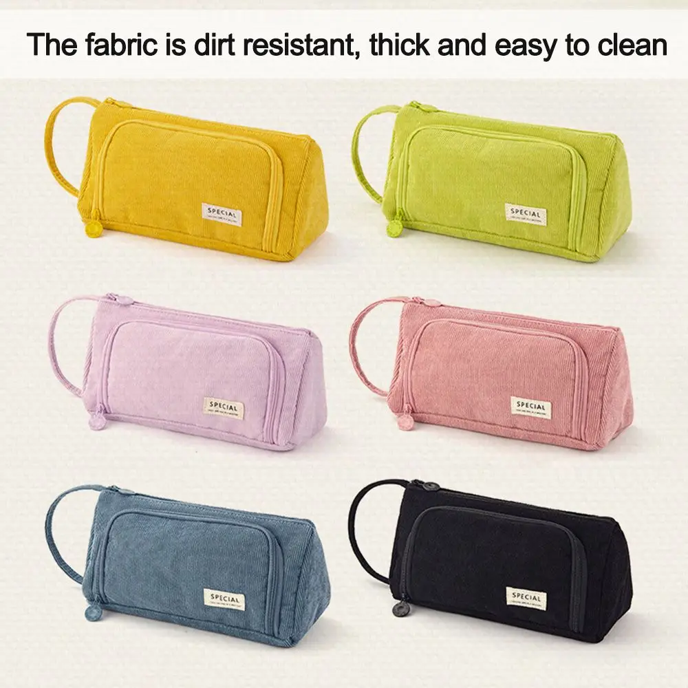

Портативный школьный чехол для карандашей, милый вельветовый вместительный органайзер, школьный пенал для хранения, чехол для карандашей