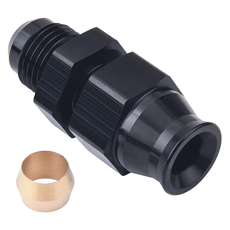 

6AN Male Flare To Fuel Hardline Tube Fitting Adapter Connector Aluminum Alloy Black Anodized Straight
