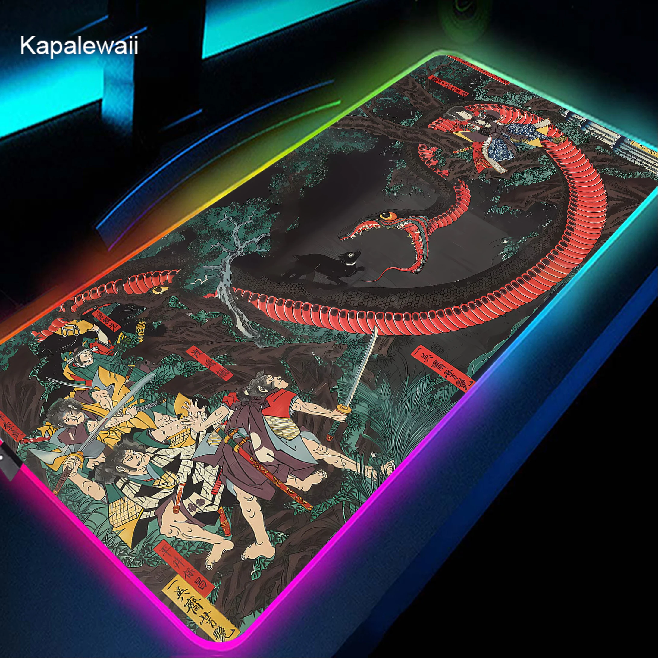 

Japanese samurai Mouse pad RGB Large XXL gaming Computer Desk Mat Table Keyboard Laptop Desk Non-slip deskpad Mouse Mats