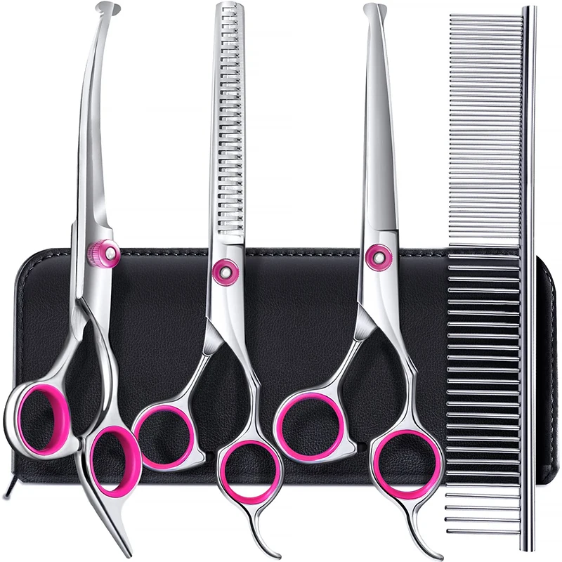 

Pets Scissors Stainless Portable Animal Dog Shears Safty Pet Head Cutting Professional Steel 6 Set Scissors Round Grooming Inch