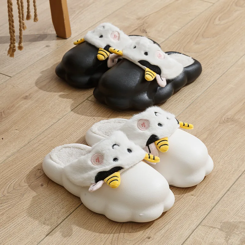 Detachable Cotton Slippers Women Autumn and Winter New Lovers Home Anti-slip Light Cute Cartoon Slippers Men