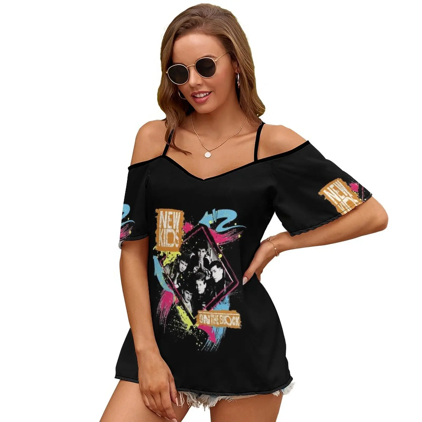 Nkotb Мужская женская футболка в стиле ретро Новая мода с принтом на молнии