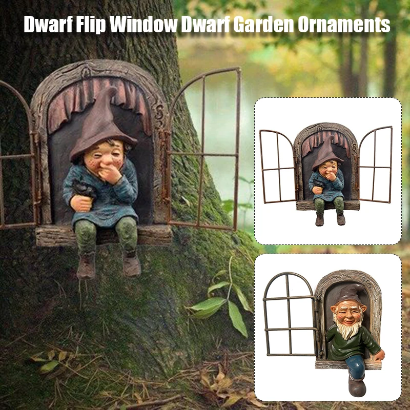 

Giggling Gnome Sitting On A Window Sill 3D Resin Hanging Ornament Wall Home