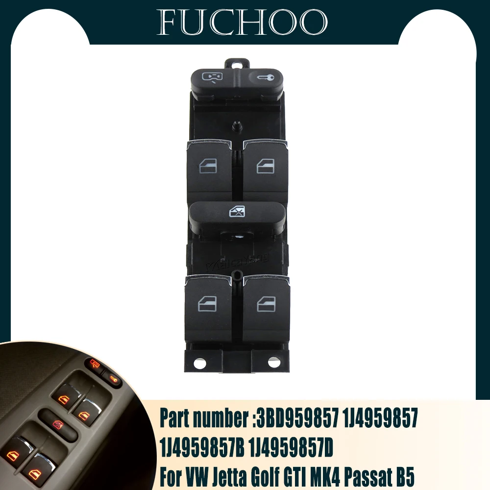 

Автомобильный переключатель, хромированный переключатель управления главным окном для VW Jetta Golf GTI MK4 Passat B5 со стороны водителя 1998-2005 3BD959857
