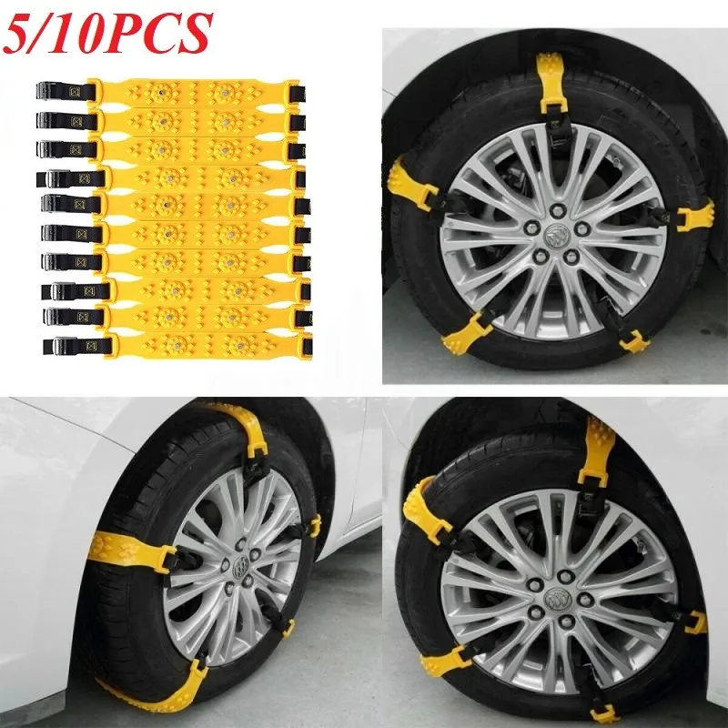 

5/10PCS Car Snow Tire Chain Belt Beef Tendon Auto Wheel Tyre Anti-skid TPU durable Chain Skid-resistant Anti-slip No Shaking