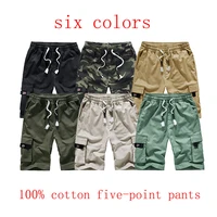 high quality men multi pocket casual short pants overalls shorts mens cargo shorts loose large size cotton five point pants