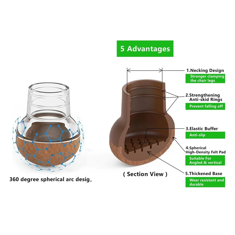Защитные накладки на пол для ножек стула паркетных полов с фетровыми накладками