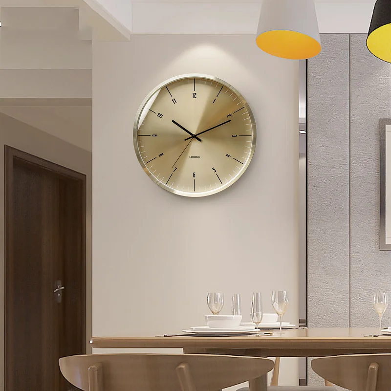 

Роскошные золотые настенные часы в скандинавском стиле, минималистичные современные бесшумные настенные часы для гостиной, Креативные кух...