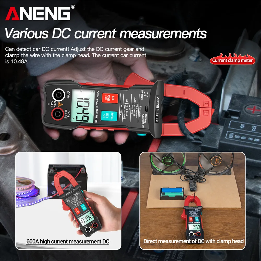 

ANENG ST206 Digital Clamp Meter Multimeter 6000 counts True RMS Amp DC/AC Current Clamp measure dc amperimetro tester voltmeter