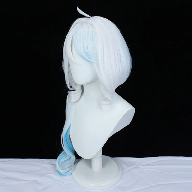 Focalors Genshin косплей парик Cruly Серебряный Белый Синий Косплей парики термостойкие