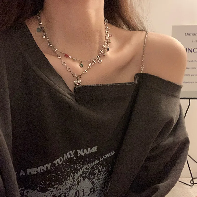 

Japan and South Korea's New Love Necklace Female All-match Trendy Hot Girl Niche Design Sense Stacking Collarbone Chain