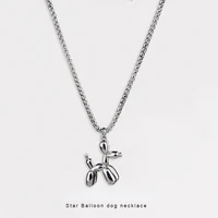 fashion simple balloon dog titanium steel necklace men and women hip hop cartoon pendant sweater chain gift jewelry accessories