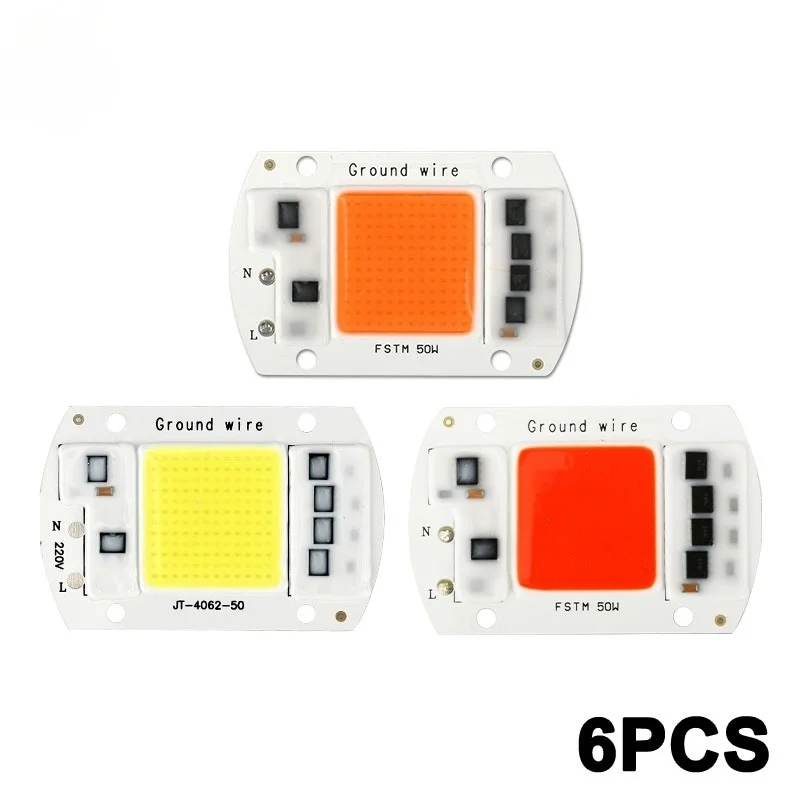 

6 шт., осветительный COB-прожектор, 10 Вт, 20 Вт, 30 Вт, 50 Вт, 220 В, 240 в, без драйвера