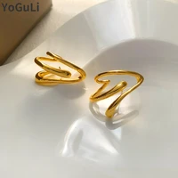 trendy jewelry s925 needle metal earrings simply design popular style high quality brass golden silvery plated women earrings