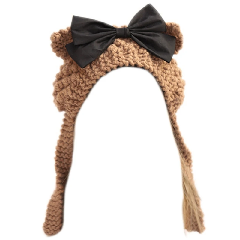 

Knit Beanie Hat Bear Ears Hat Women Autumn Winter Knitted Hat Winter Warm Bear Ears Hat Picture Props