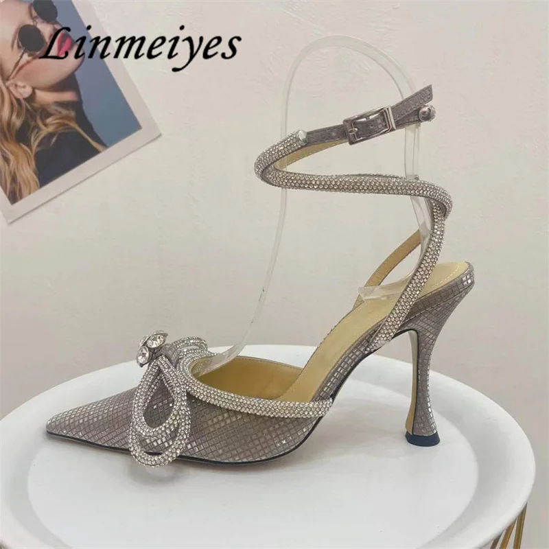 

Sexy Pointy Toe High Heels Women Luxury Crystal Runway Stiletto Shoes Women's Butterfly-knot Bride Wedding Party Shoes Mujer